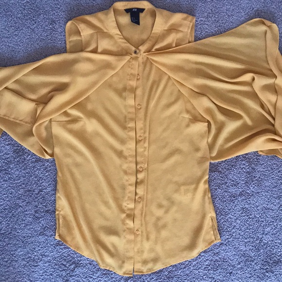 Mustard yellow H&M cap sleeve blouse - Picture 2 of 8